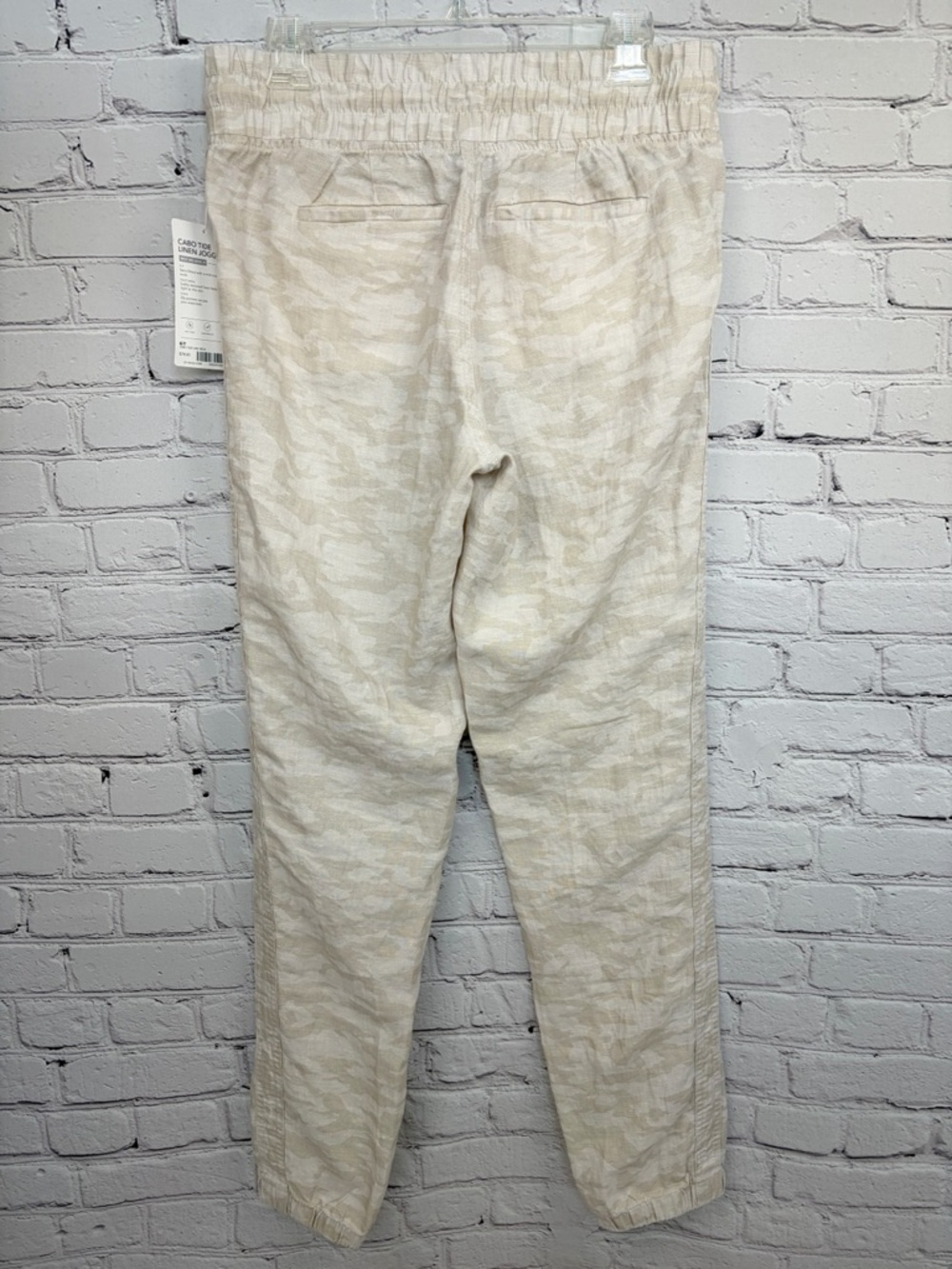 NWT Athleta Cabo Tide Linen Jogger Neutral Camo Sz 6 Tall - Picture 8 of 15